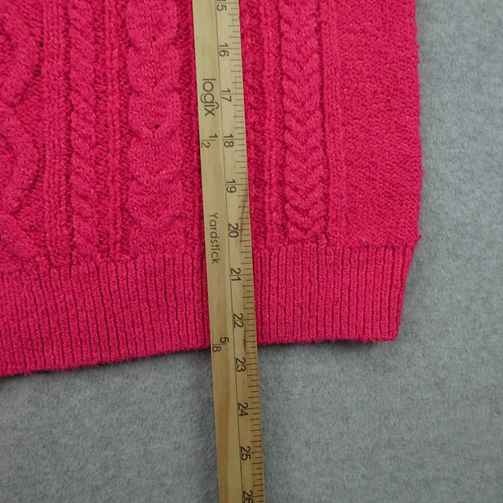 J. Crew Sweater Womens XL Pink Cable Knit Preppy Pullover Mock Neck Chunky